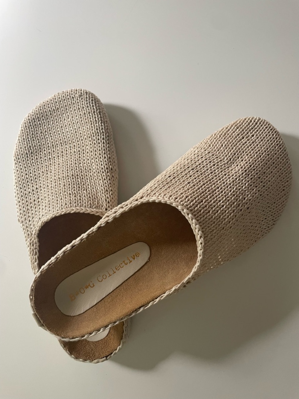 Band Of Gypsies Crochet Slip-On Mules in Natural Cream